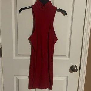 Red Midi dress with Gold Zipper